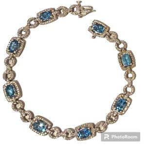 Blue topaz Diamond tennis bracelet